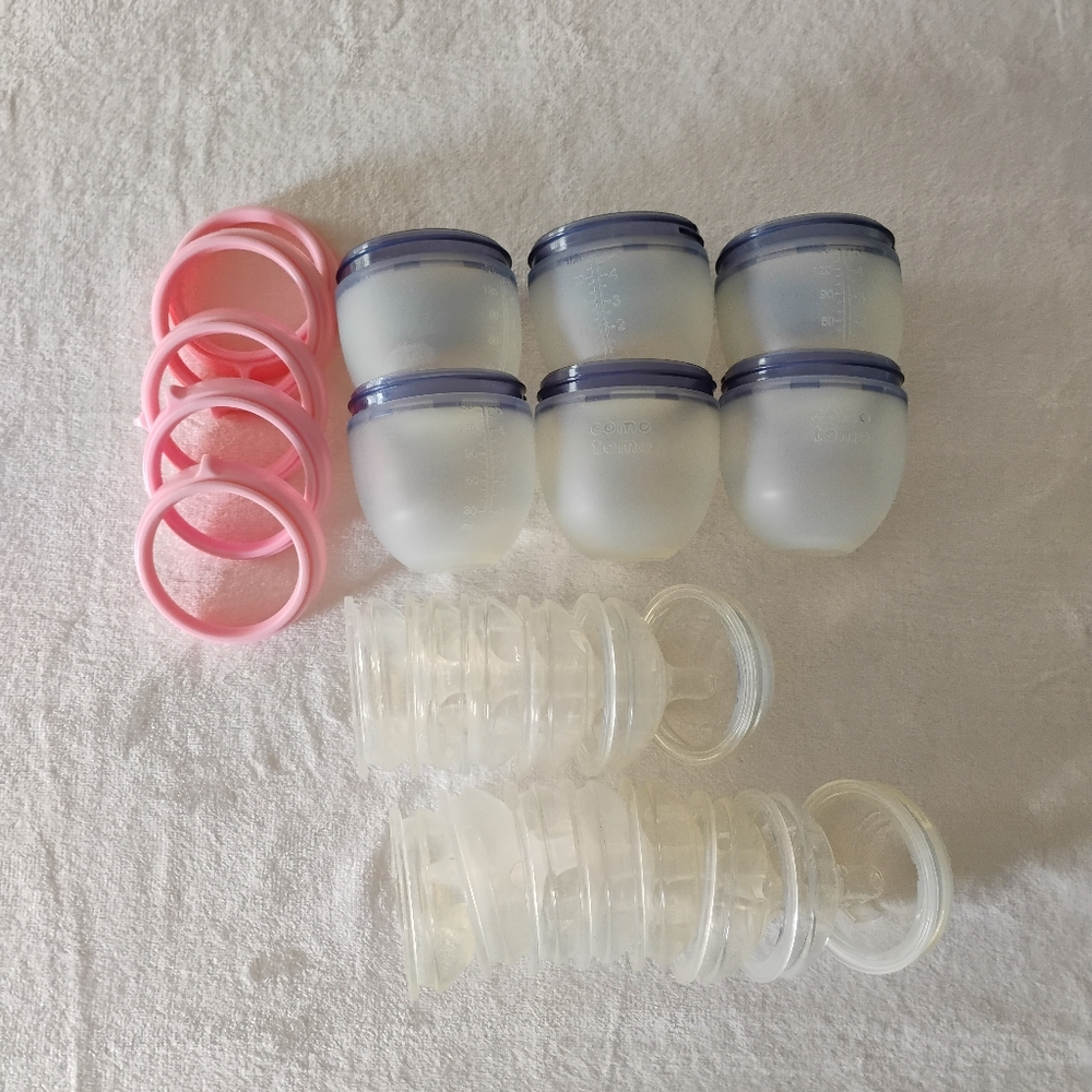 Lot Of 6 Como Tomo 5oz Bottles | Slow & Med Flow Nipples